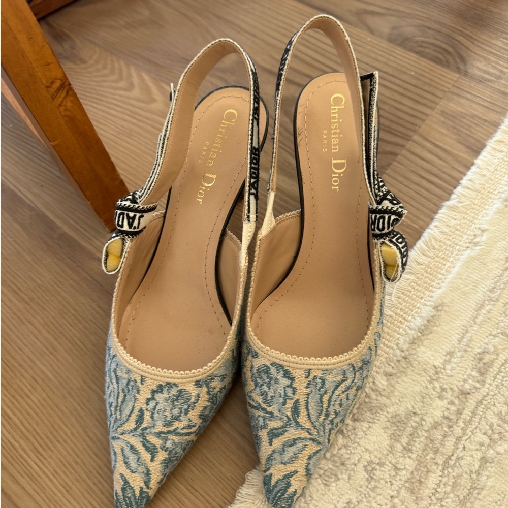 Dior Elegant Blue and Cream Heels